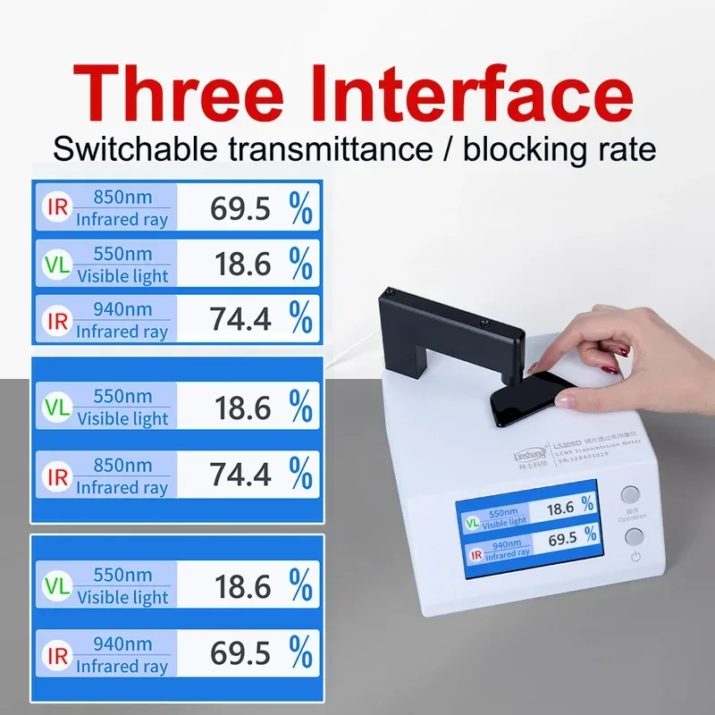 

Visible Light Transmittance Meter 850/940nm IRT Infrared Ink Hole Software 1mm/0.5mm Test Aperture High Precision LS108ALS108D