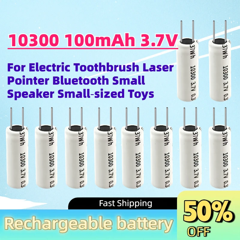 High-Quality New 10300 100mAh 3.7V Li-Ion Battery for Electric Toothbrush Laser Pointer Bluetooth Small Speaker Small‑sized Toys