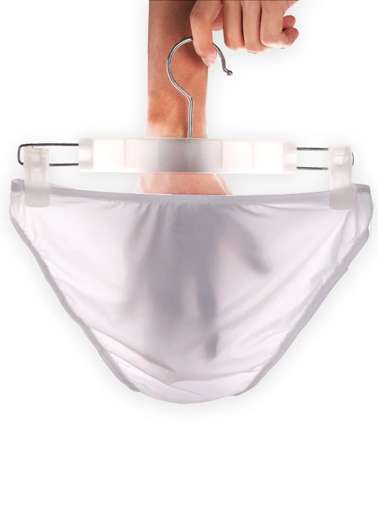Summer narrow edge men sports breathable ice silk underpants thin sexy low waist tight seamless small triangle pants