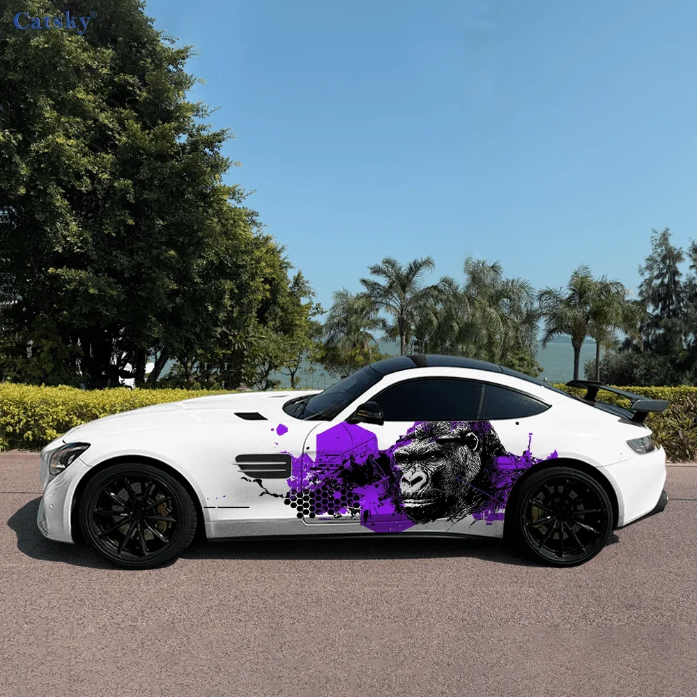 Chimpanzee Cool Car Side Sticker PVC Self Waterproof Stick, Striking Auto Exterior Accessories Decor Protect Gift for Car Lover