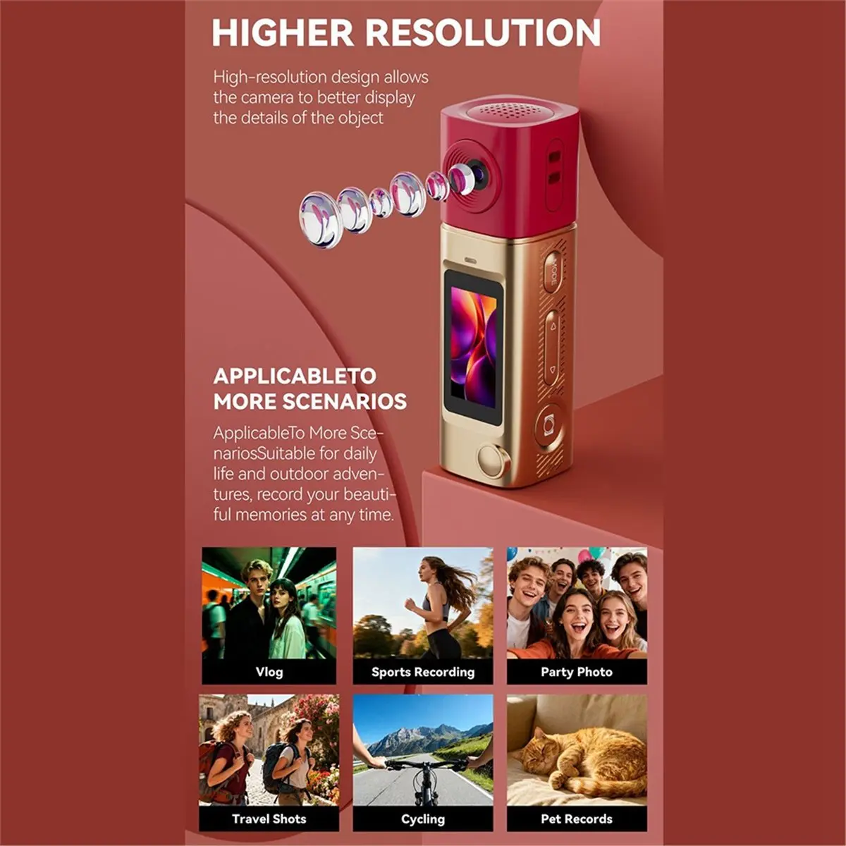 DT81 Thumb Camera 2K HD Mini Keychain Recorder Portable Autofocus 230° Video Recorder Lipstick Pocket Camcorder Black