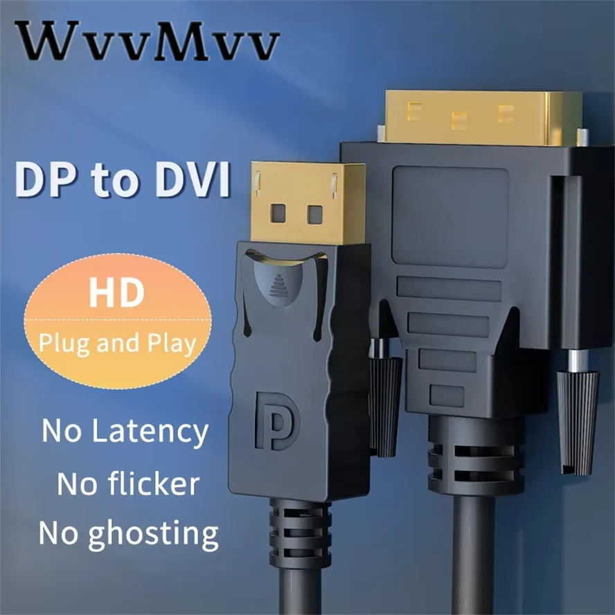 1080p displayport dp para dvi 24 + 1 cabo adaptador dp para dvi cabo de conversão para dell asus monitor projetor displayport cabo 1.8m