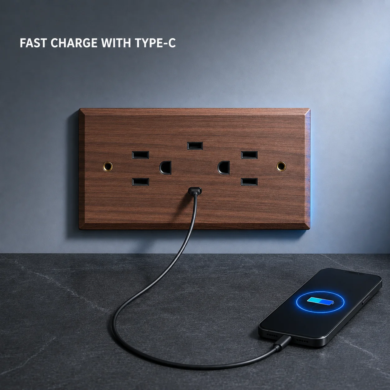 118 type solid wood retro American wall lamp switch panel, from Mexico and Japan, 15A wall lamp switch, Type C 20W fast charging