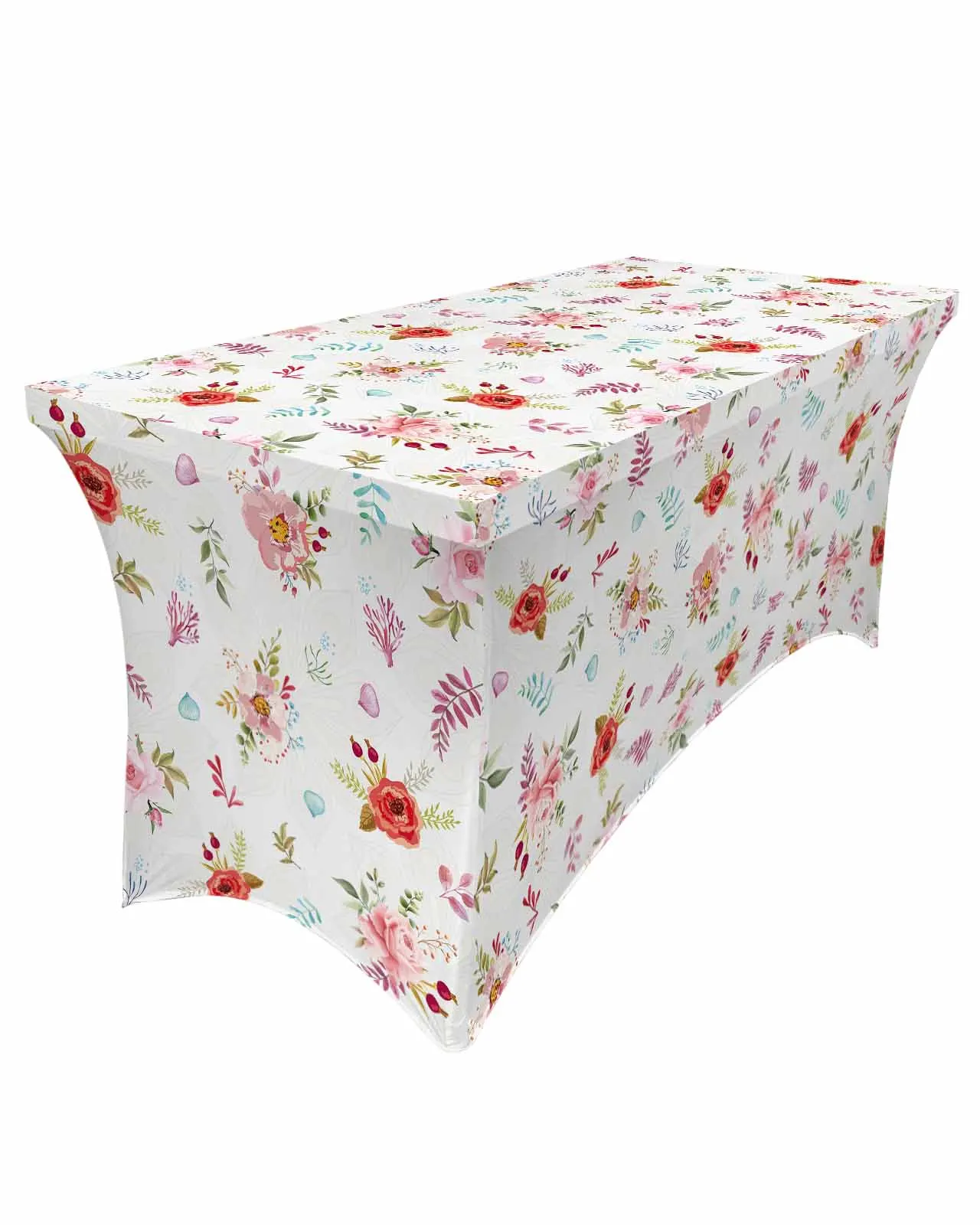 Flowers Foliage Elastic Table Skirt Wedding Hotel Birthday Table Cover Buffet Table Tablecloth Decor