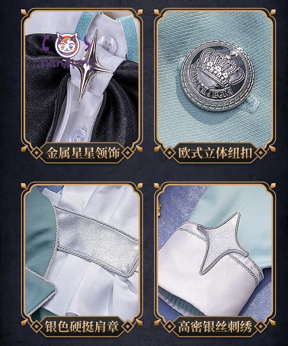 Game yuhiru Cosplay Costume Over Cos RequiemZ Yuhiru Halloween Christmas Sweet light blue Lolita cloak vest dress shirt Woman view 6