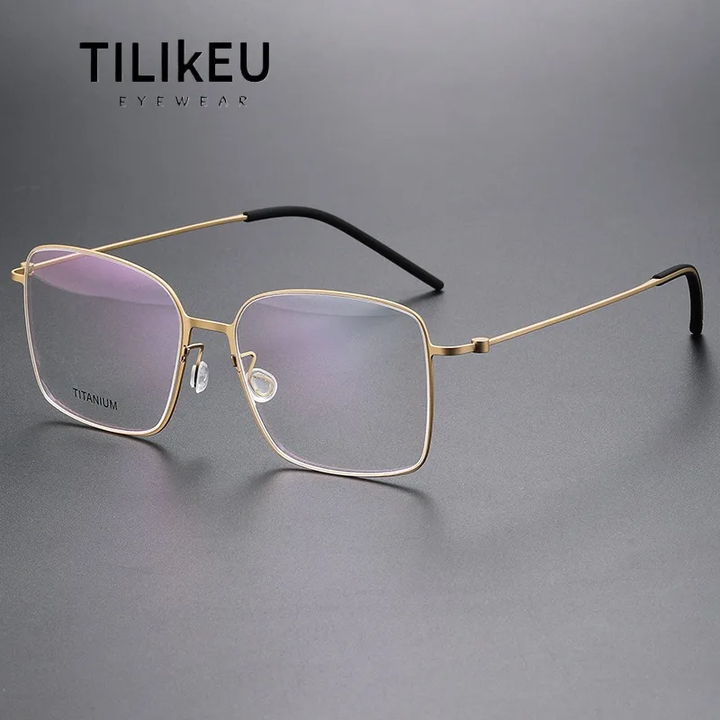 

Denmark Brand Screwless Pure Titanium Eyeglasses Frame Designer Men Trend Simple Thin-Rim Large Face Ultralight Glasses Eyewear