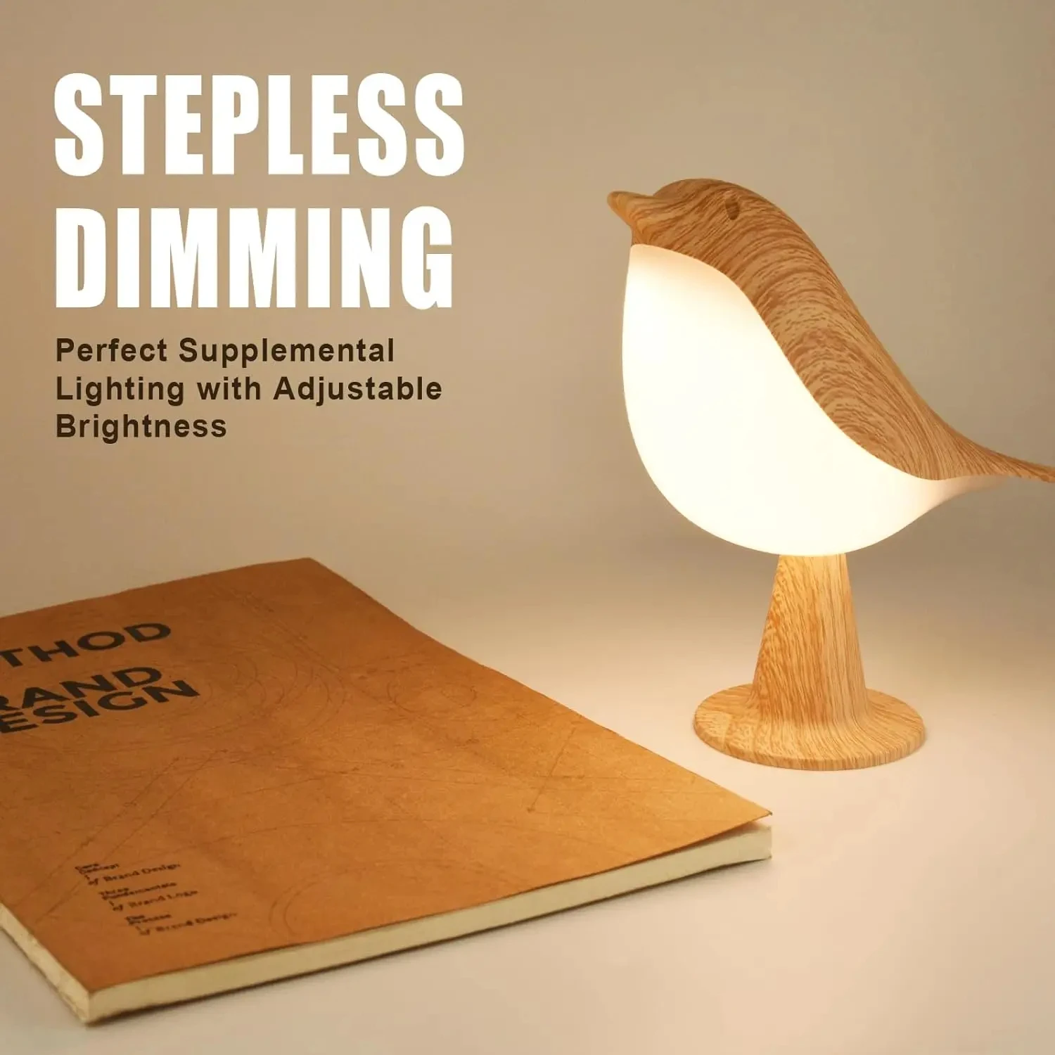 مصباح مكتبي صغير، مصابيح بجانب السرير على شكل طيور مع 3 ألوان لمستشعر لدرجة الحرارة واللمس، مصباح لاسلكي للأطفال