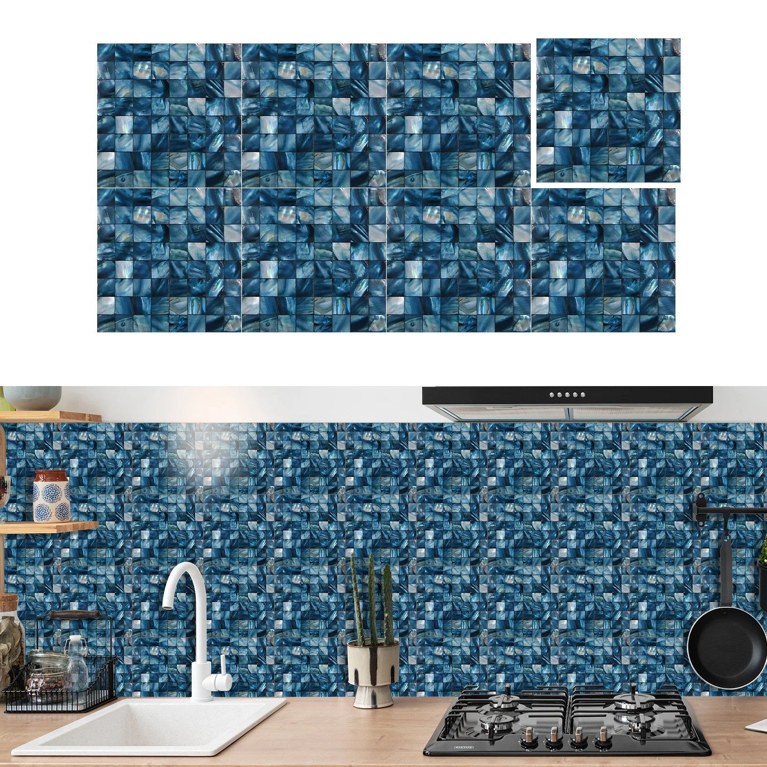 

24 pieces of geometric tile stickers self-adhesive waterproof and wear-resistant, suitable for wall and indoor decoration