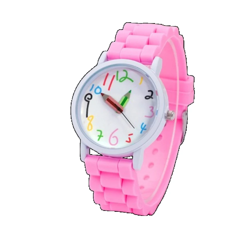 Reloj de silicona con puntero de lápiz para niños, relojes de pulsera de movimiento de cuarzo, relojes deportivos Unisex, relojes infantiles para niños y niñas