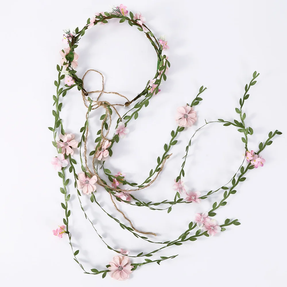 Women Girls Vine Flower Rattan Headband Bride Flower Crown Hairband Hair Accessories Wedding Party Spring Wreath Headwear 2024