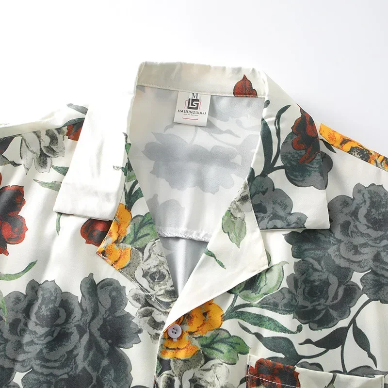 Camisa impressa masculina de manga curta estilo chinês camisa fina roupas preferidas para festas na praia essencial para beachtoourism