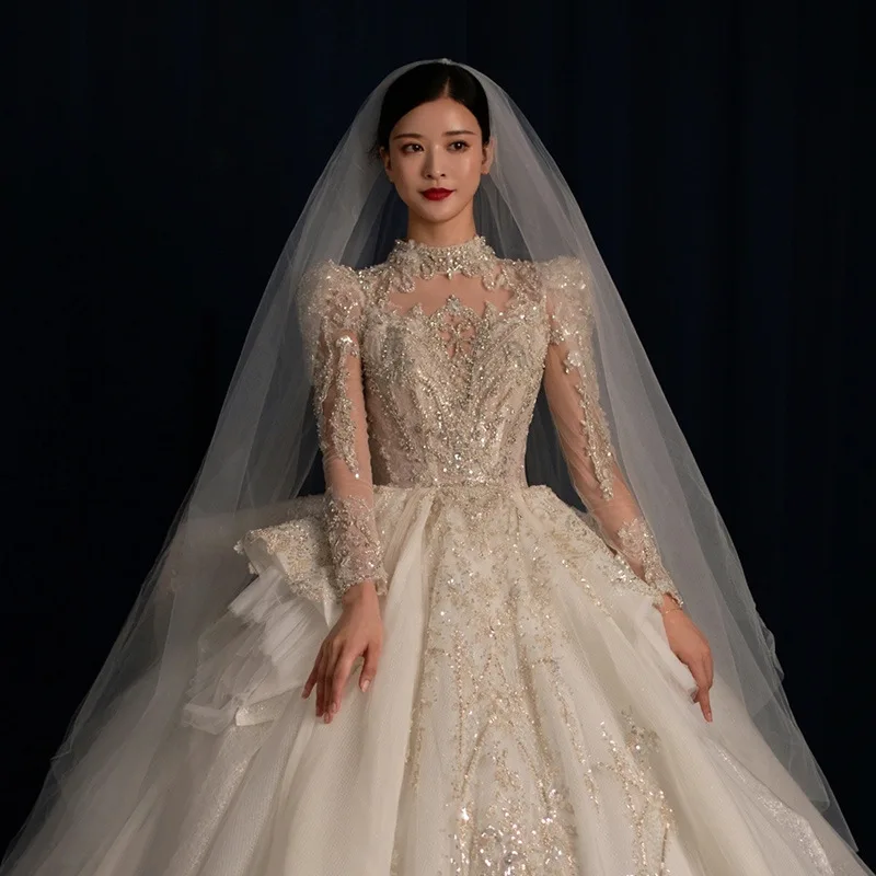

French Wedding Dress Engagement Wedding High-end Heavy Industry Luxurious Palace Style Wedding Dress Big Tail Customized