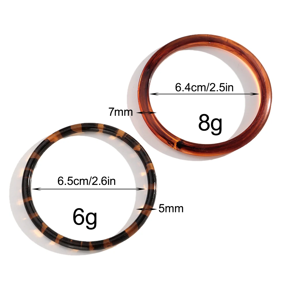 New Amber Leopard Thin Round Acrylic Bangles for Women Statement Resin Geometric Stackable Bracelets Retro Jewelry Gifts view 2