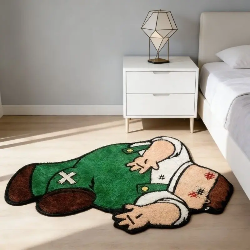 VIKAMA Cartoon Character Shaped Rug Soft Fluffy Non Slip Irregular Floor Mat Funny Anime Figure Carpet Bedroom Living Room Decor