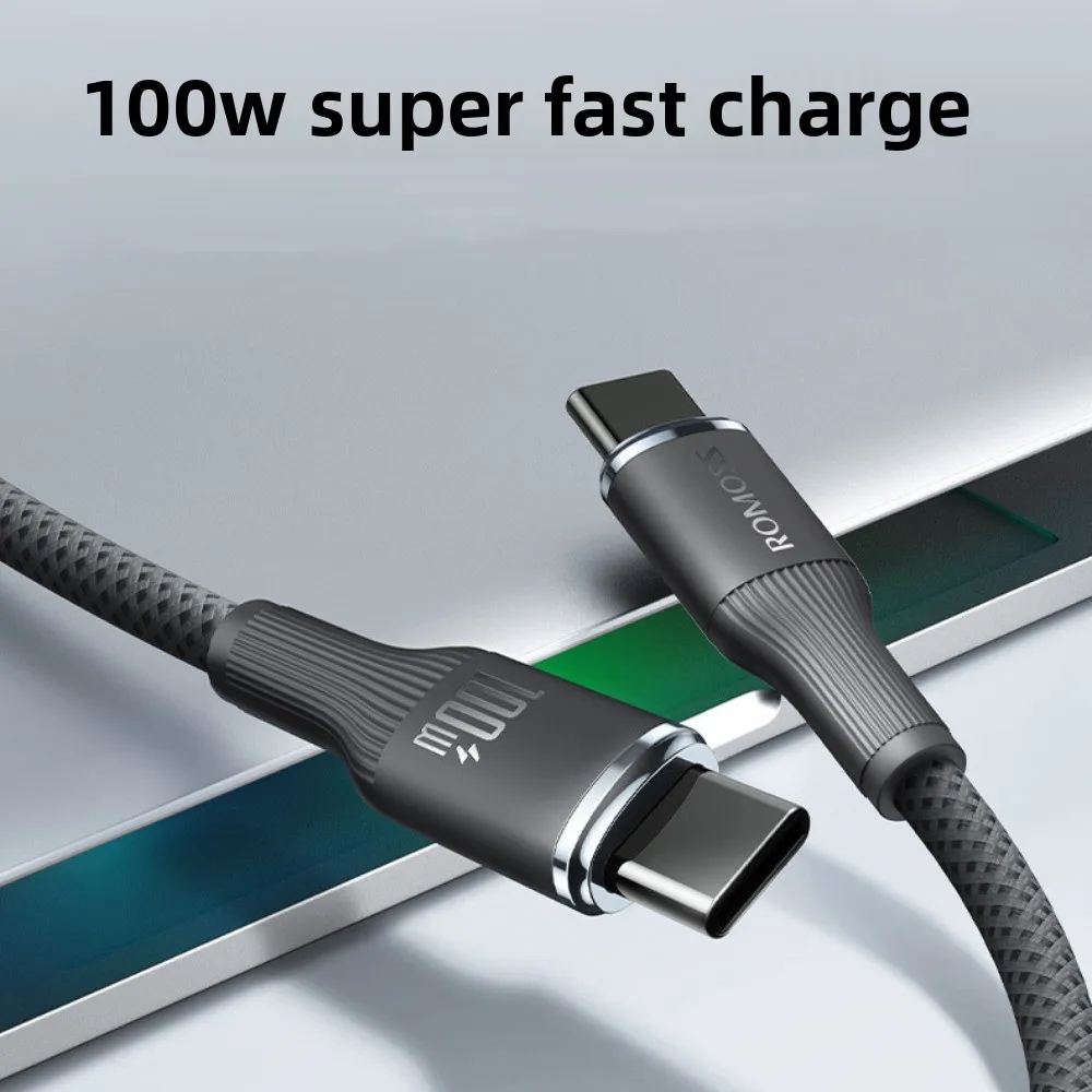 

100W 6A Type C To Type C Charging Data Cable Woven Shell Super Fast Charging Tpye C Charging Cable High-speed Single Head