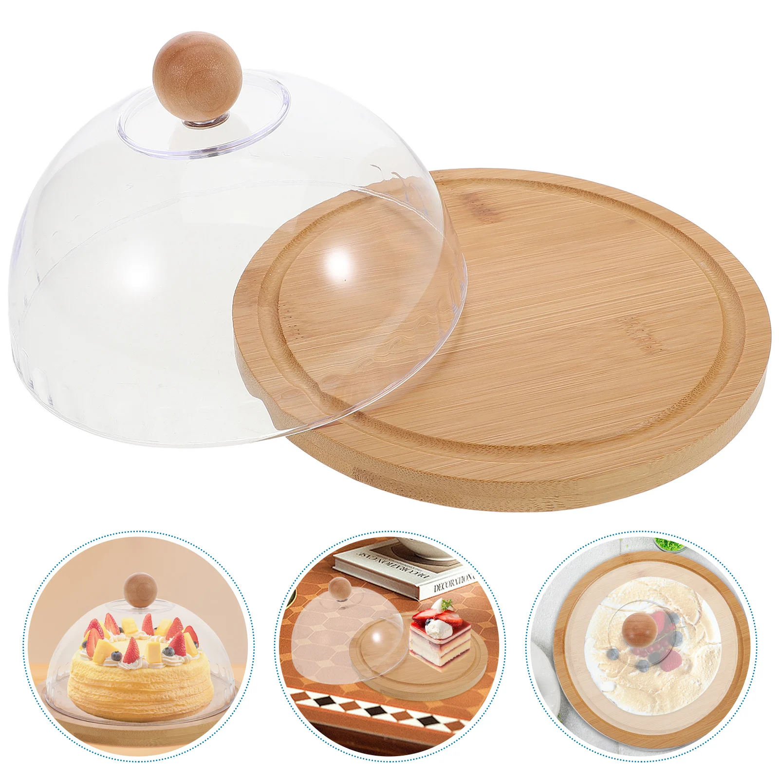 

Cheese Serving Platter with Glass Dome Cover Butter Dish with Lid for Cake Fruit Appetizer Kitchen Storage Solution