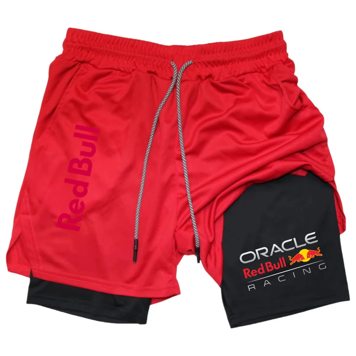 Red Bull Racing Men's Sport Shorts Model Four Seasons 2 in 1 Double Layer Ideal for All Seasons Comfortable Fit