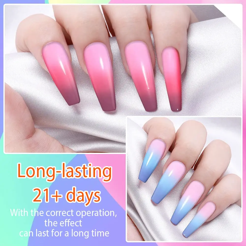 Biutee Color Changing Thermal Gel Nail Polish 3 Layers Temperature Series Semi Permanent Soak Off UV Nail Gels Polish Varnishes