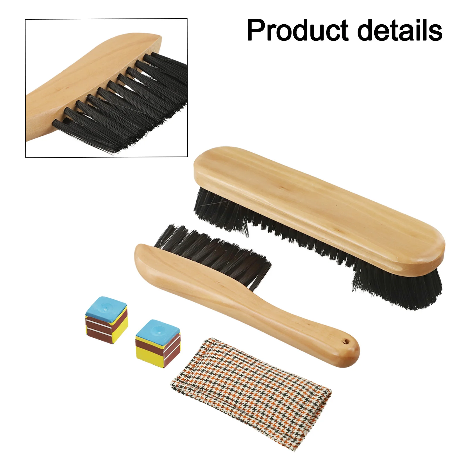 Pool Table Cleaning Kit with Wooden Brush Cloth and Billiard Cue Chalks Essential Accessories for Game Maintenance