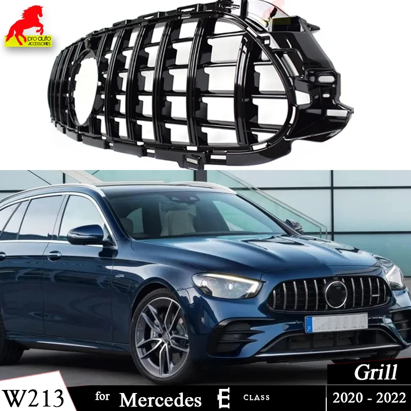 

W213 Front Bumper Grille GT Grill for Mercedes E Class S213 C238 A238 2020 - 2022 E200 E300 E350 E400 E43 E53 Mesh Hood Grills