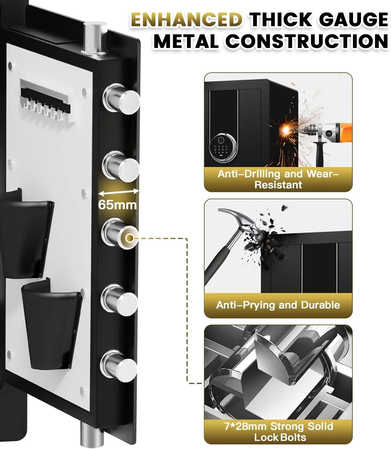 Waterproof Bag, Large Document Storage with Bottom Hidden Compartment, Anti-Theft Dual Alerts, Mute Mode, Digital Security