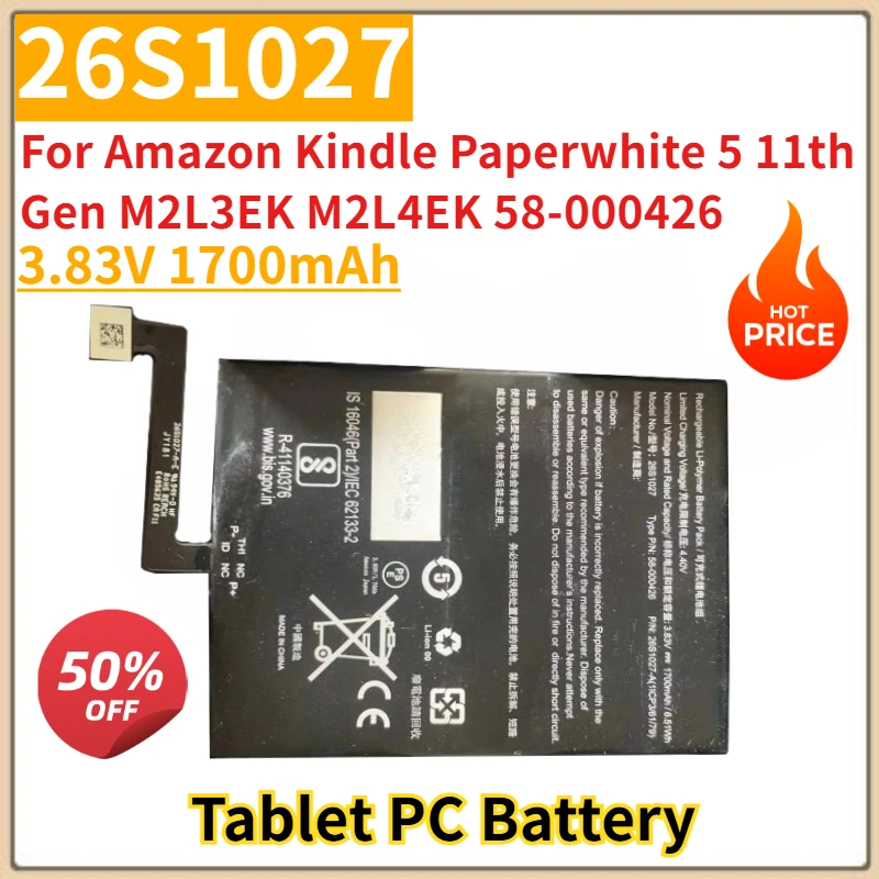 

Tablet PC Battery 3.83V 1700mAh 26S1027 For Amazon Kindle Paperwhite 5 11th Gen M2L3EK M2L4EK 58-000426 Brand New High Quality