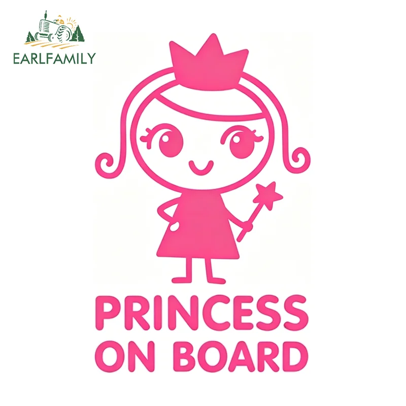 EARLFAMILY Pink Girl Warning Graphic Vinyl Car Window Princess On Board Laptop Decal Trunk Car JDM Sticker For Windshield Decals