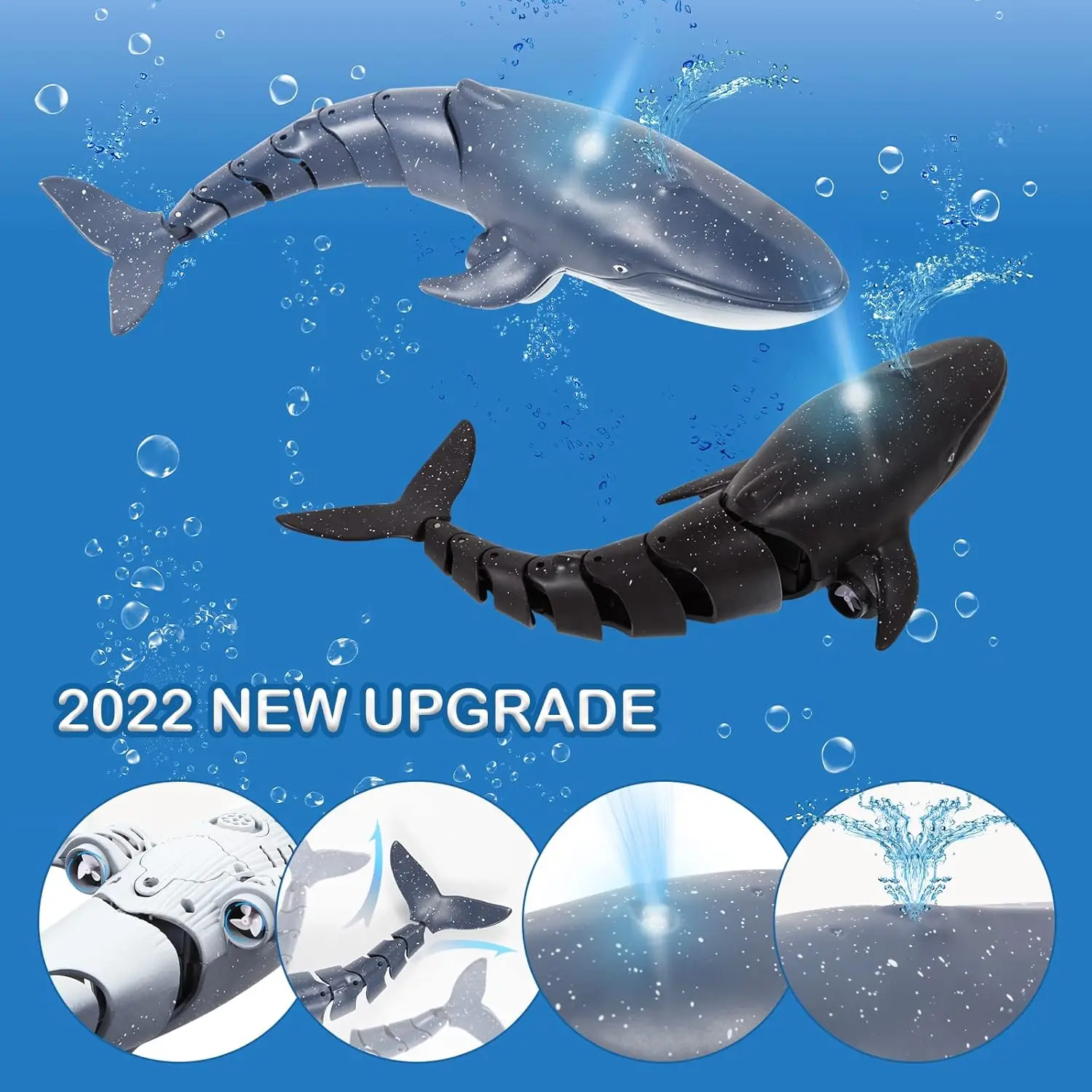 RCクジラザメリモコンボート - プール/バスタブ/ウォーターパーク用おもちゃ、理想的な子供用水遊びギフト