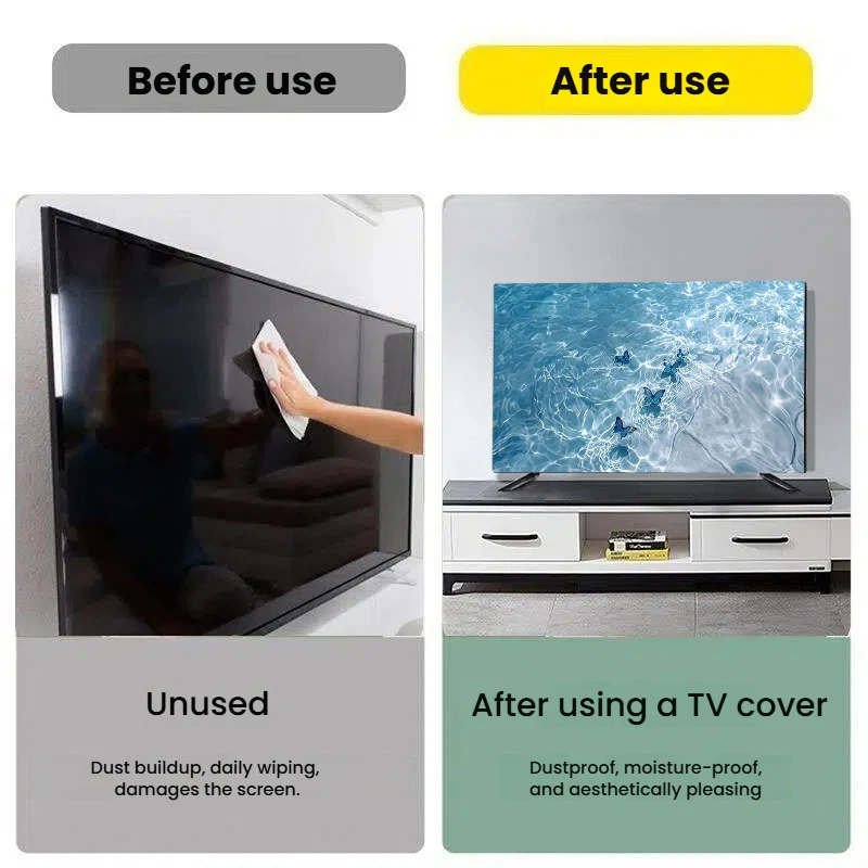Funda Protectora Universal para TV LCD, Cubierta Antipolvo con Diseño Impreso, Decoración para Sala de Estar, Compatible con Pantallas de 47, 50, 55, 58, 65, 70, 75 y 85 Pulgadas