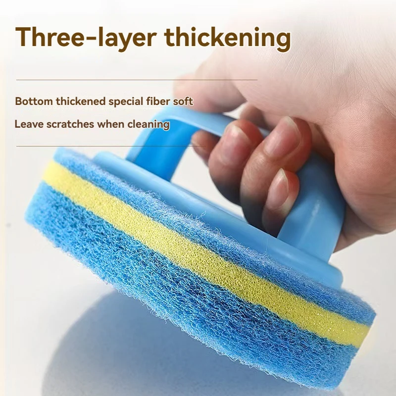 1pc/Cleaning Brush with Handle, Multifunctional Sponge Scrubber for Kitchen and Bathroom, Tile and Stove Top Stain Removal Brush - view 4