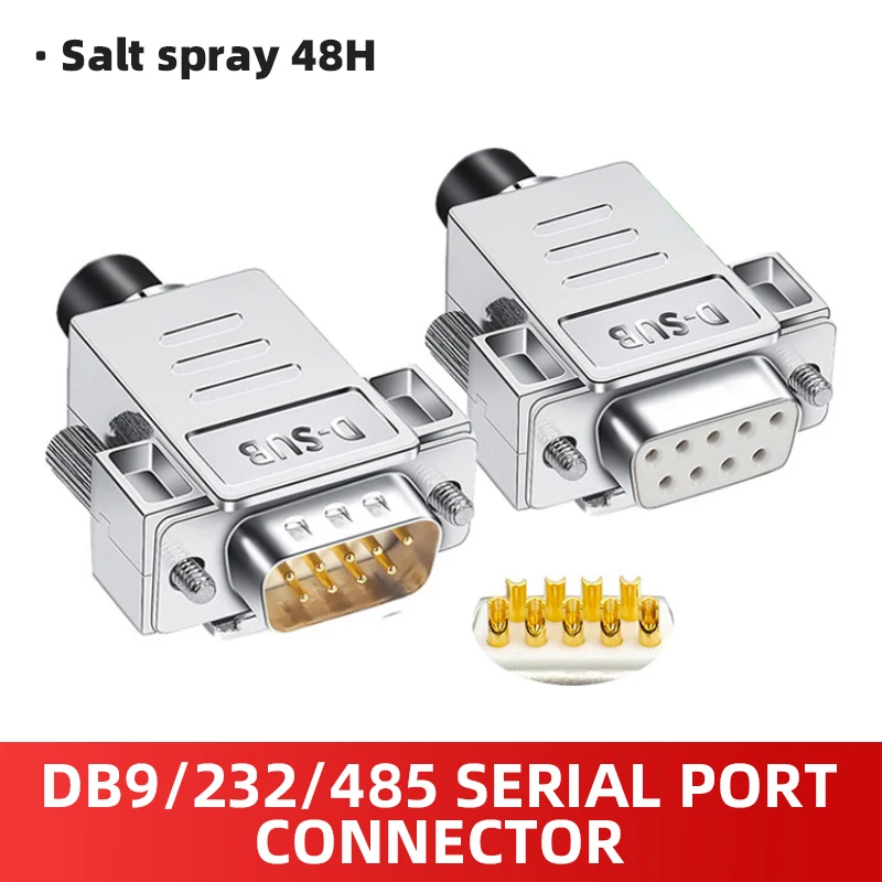 Metal DB9 Serial Port Connector Mini RS232/485 Plug Gold plated 9-pin DB9 Male Female Com Welding Connectors Industrial Grade