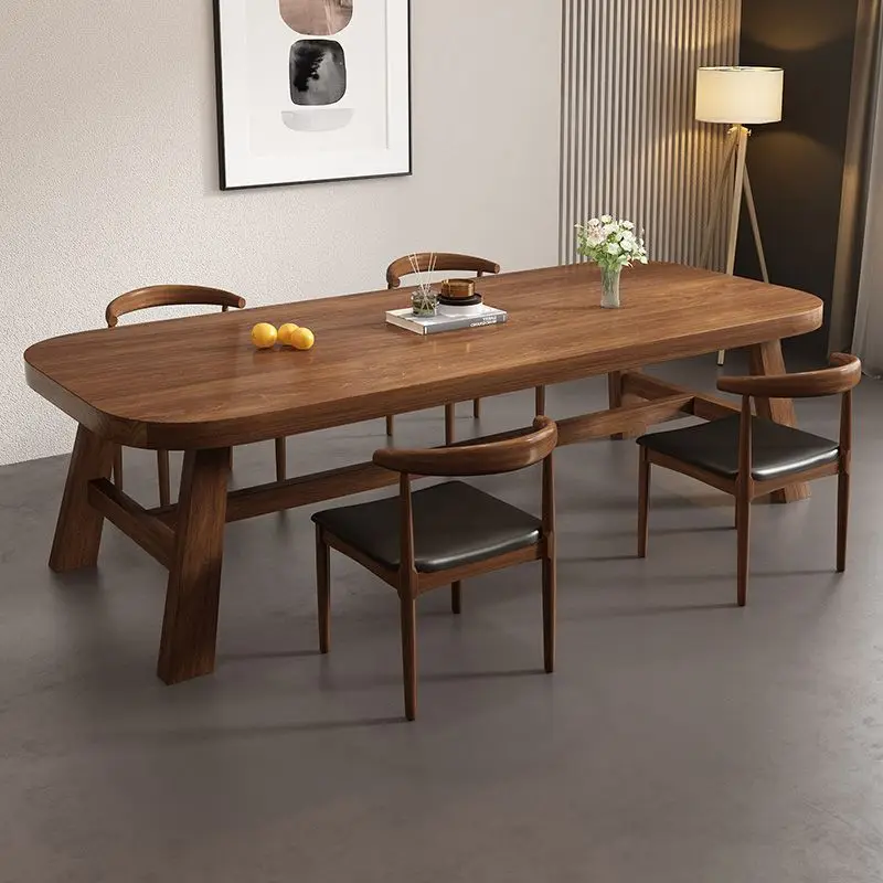 جميع طاولات الطعام المصنوعة من الخشب الصلب والكراسي ومطعم منزلي على الطراز القديم بسيط #5