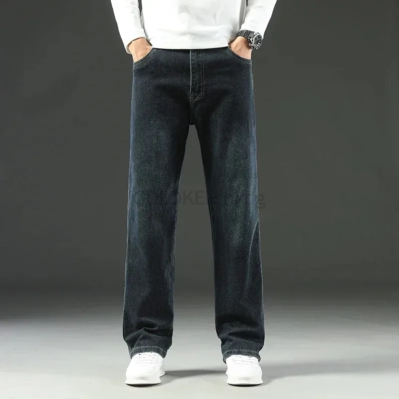 

2025 New Spring Autumn Men's Jeans Comfortable Straight Leg Jean Business Casual Versatile Wide-leg Business Trousers