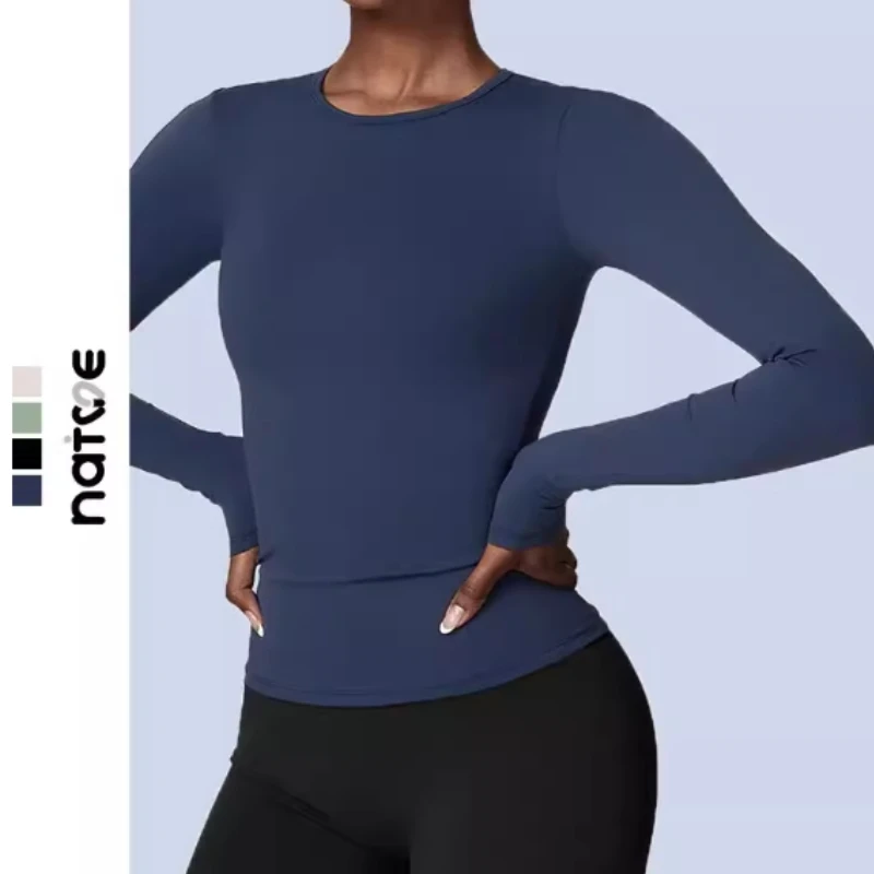 

Women's Form-Fitting Training Long-Sleeve T-Shirt Yoga Pilates Fitness Wear Sports Top
