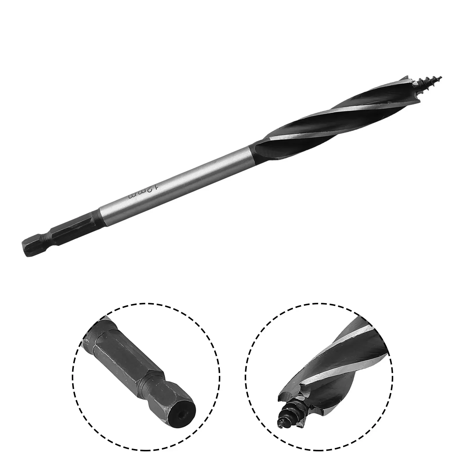 1025mm Auger Drill Bit Set for Woodworking Fast Cutting Tool with 4 Blades for Clean Holes High Speed Steel Construction