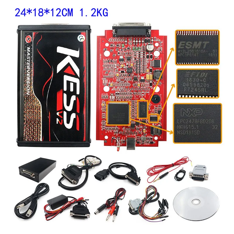 

OBD2 Car Trucks ECU Chip Tuning Kit ECU Programmer Tool Kess KTAG V2 Red PCB No Token Limited Diagnostic Tool Car Accessories