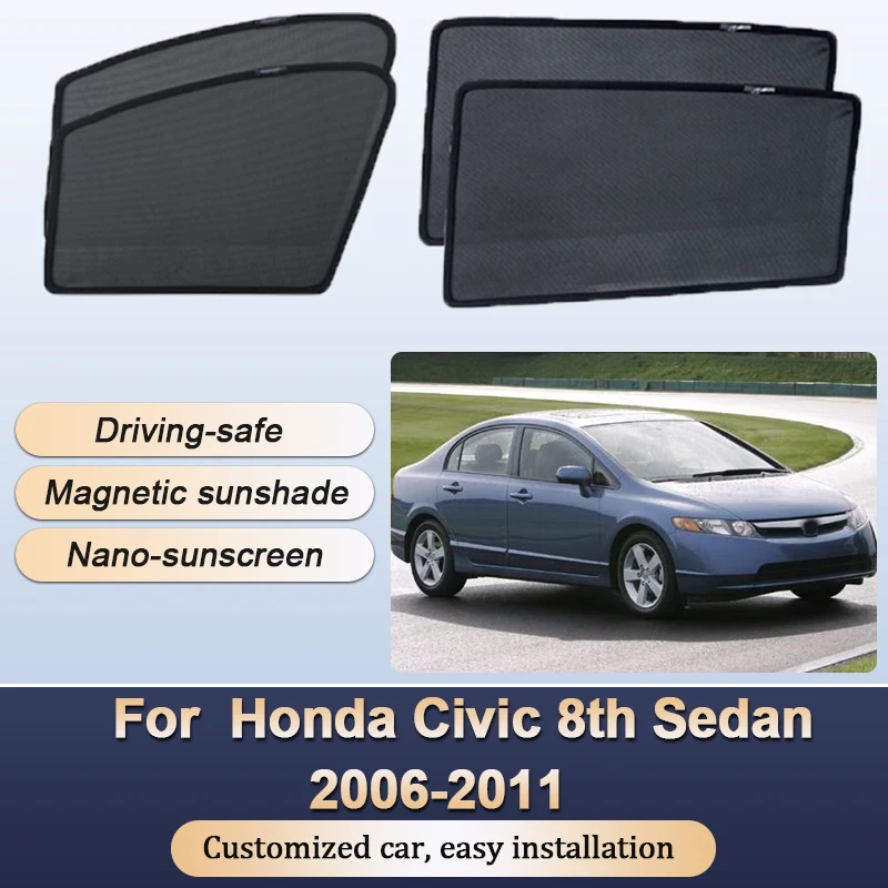 

Sun Shades For Honda Civic 8th MK8 Sedan 2006 2007 2008-2011 Sunshades Magnetic Heat insulation Window Visor Car Accessories