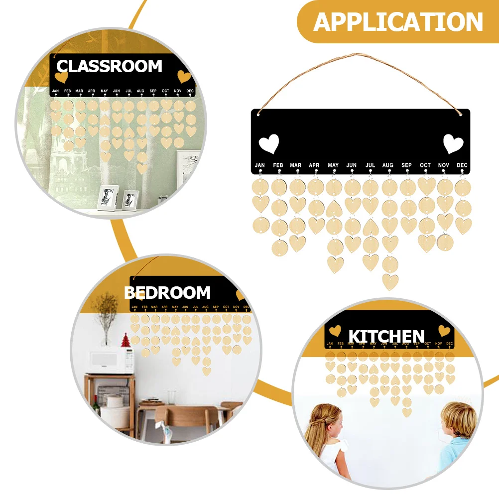 

1 комплект, семейный календарь на день рождения с бирками, деревянная доска-напоминание, настенный декор, деревенский деревянный знак, подарок для семьи, бабушек