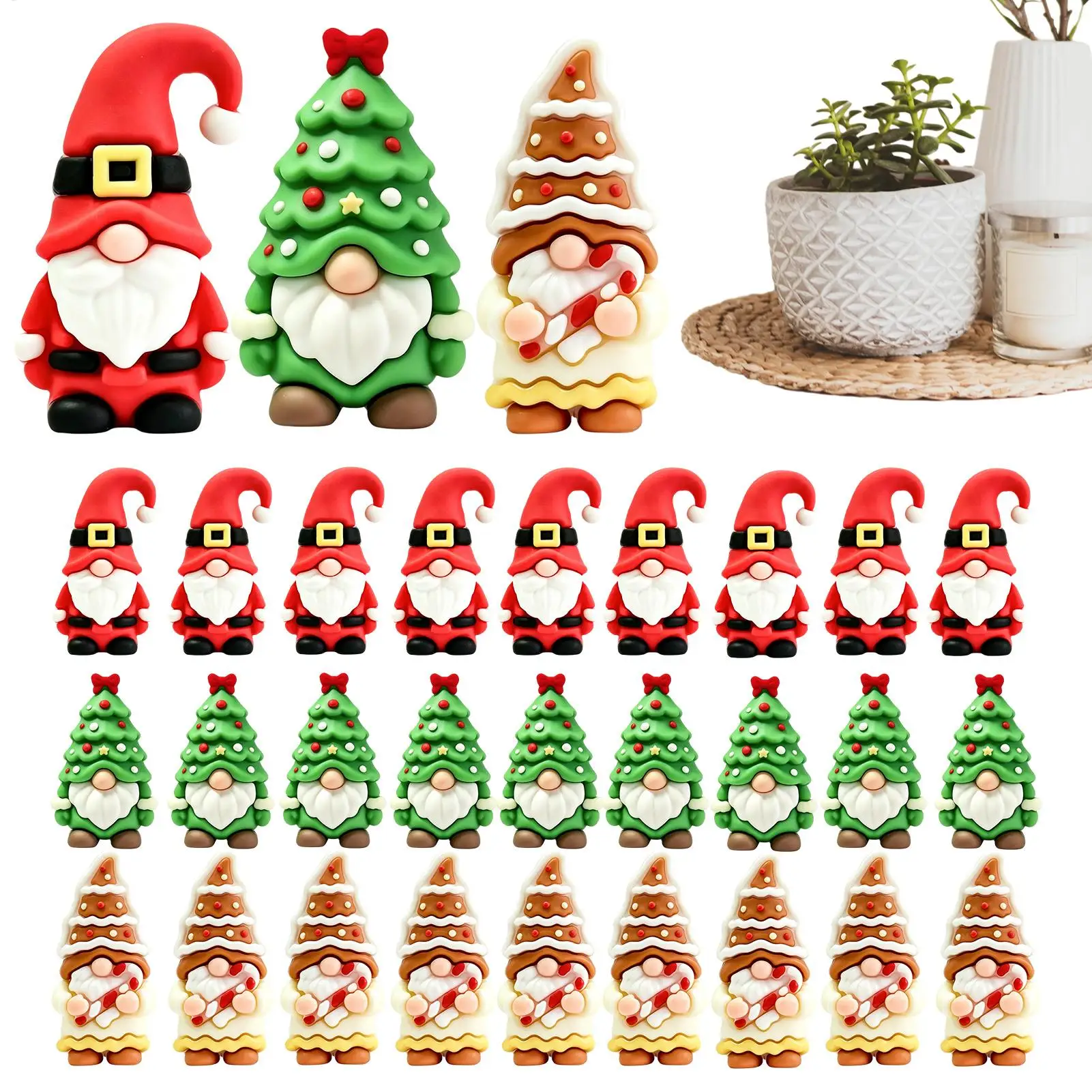 Gnome Figurines 30 Pieces Christmas Mini Desktop Ornaments Miniature Festive Sculptures Mini Santa Doll Party Home Office Decor