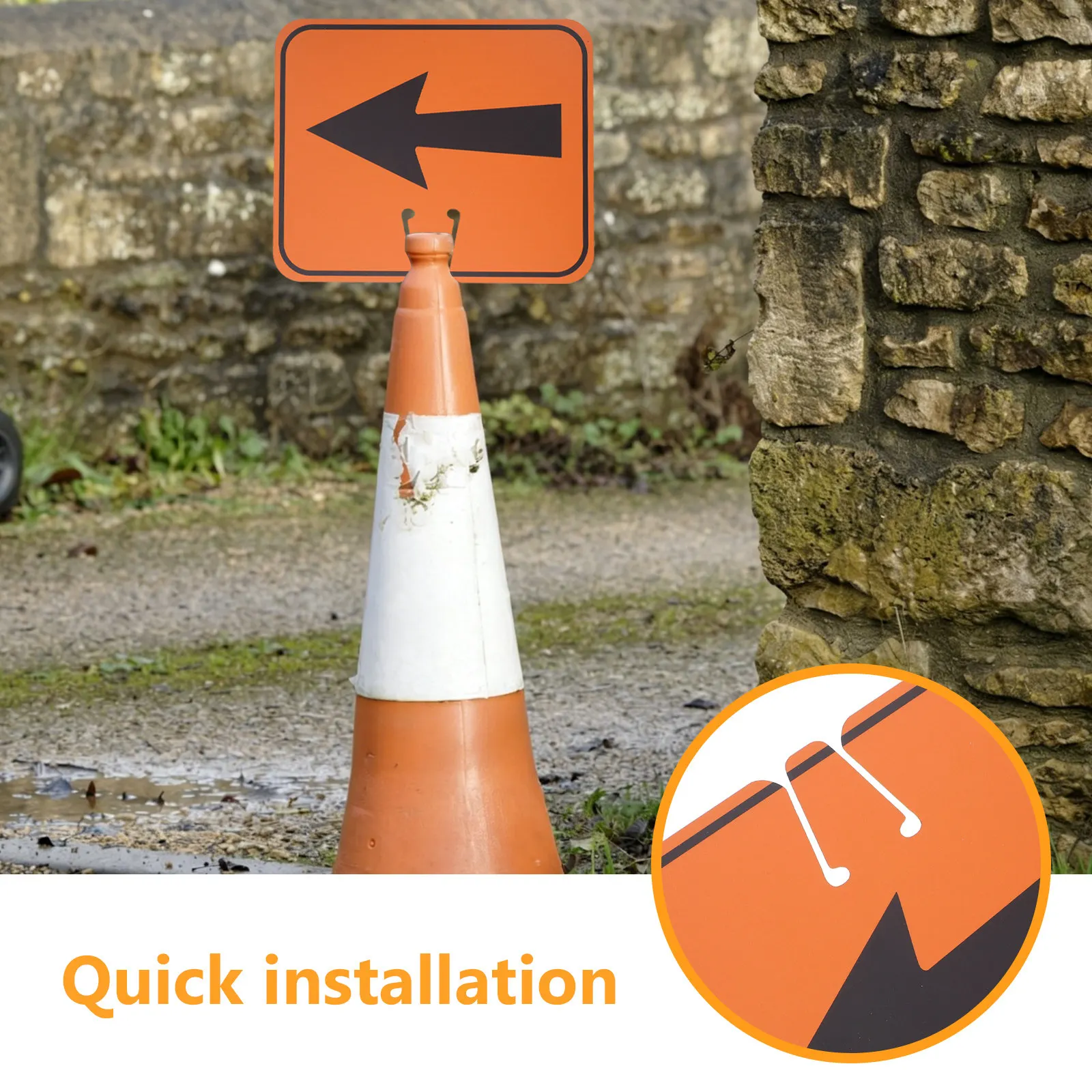Traffic Arrow Orange Sign Road Cone Top Directional Left Right Arrow for Road Barricade Outdoor Construction Safety Warning