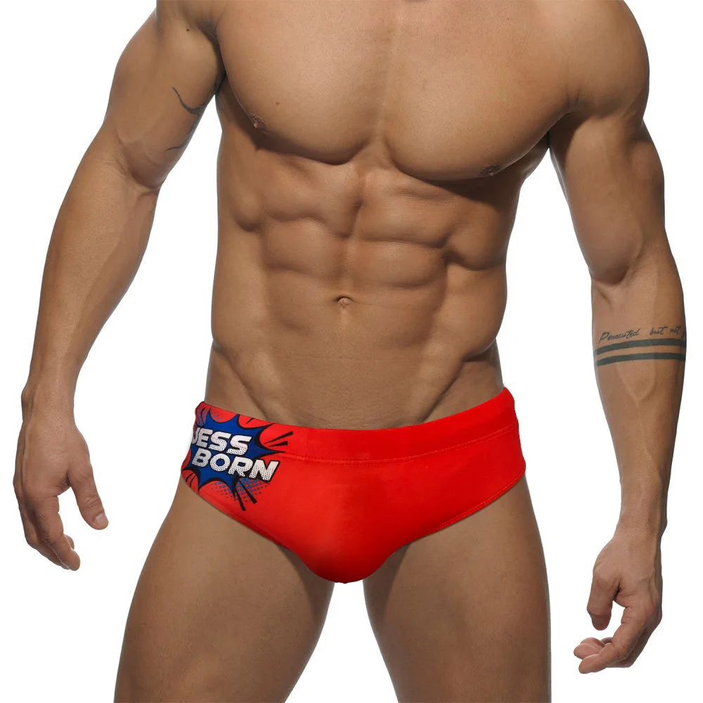 Men's Swimming Briefs Trend Letter Printing Sexy Man Swimsuit Swim Trunks Surfing Beach Shorts Quick-dry Bathing Suit Swmwear