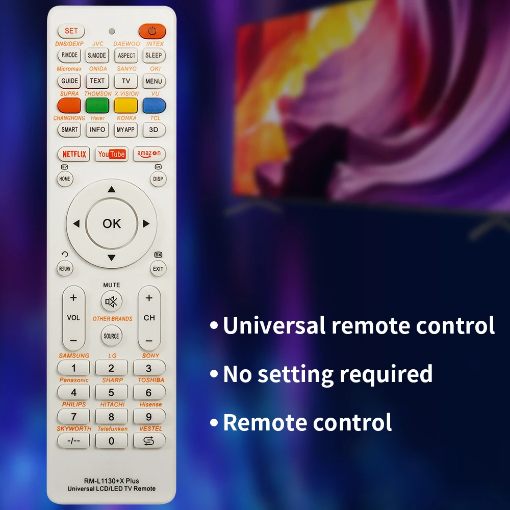 Universal RM-L1130+X Replacement Remote Control For All Brand Television TV RM-L113+12 RM-L1130+8