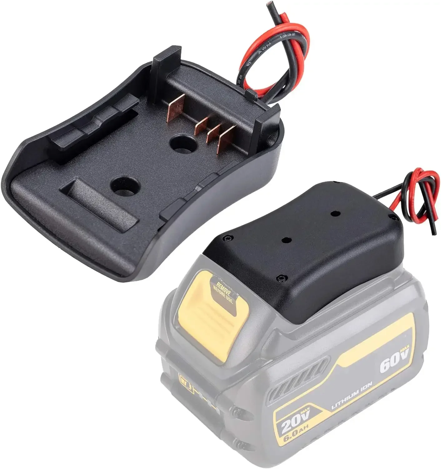 

Power Wheels Battery Adapter for DeWALT 60V Max Li-ion Battery Holder Dock Power Connector 12 Gauge 54 DIY for DIY RC Toys