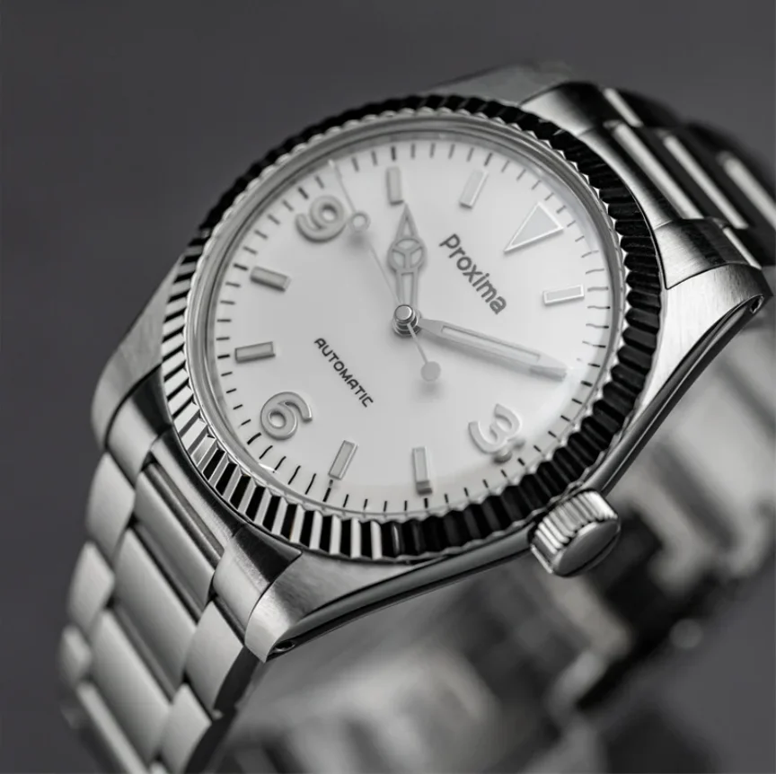 Proxima Men Automatic Watch 39MM Retro Mechanical Wristwatch 10ATM Waterproof BGW-9 Luminous Top Hat Sapphire Enamel Dial PT5000