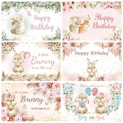 Easter Bunny Rabbit Photography Backdrop Flower Balloon Some Bunny is Turning One Baby Shower Birthday Party Photo Background