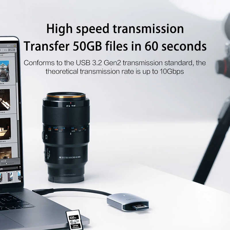 قارئ بطاقات Lexar USB 3.2 CFexpress من النوع A RW515 مع كابل USB-C ومحول USB-C إلى USB-A بسرعات نقل تصل إلى 900 ميجابايت/ثانية