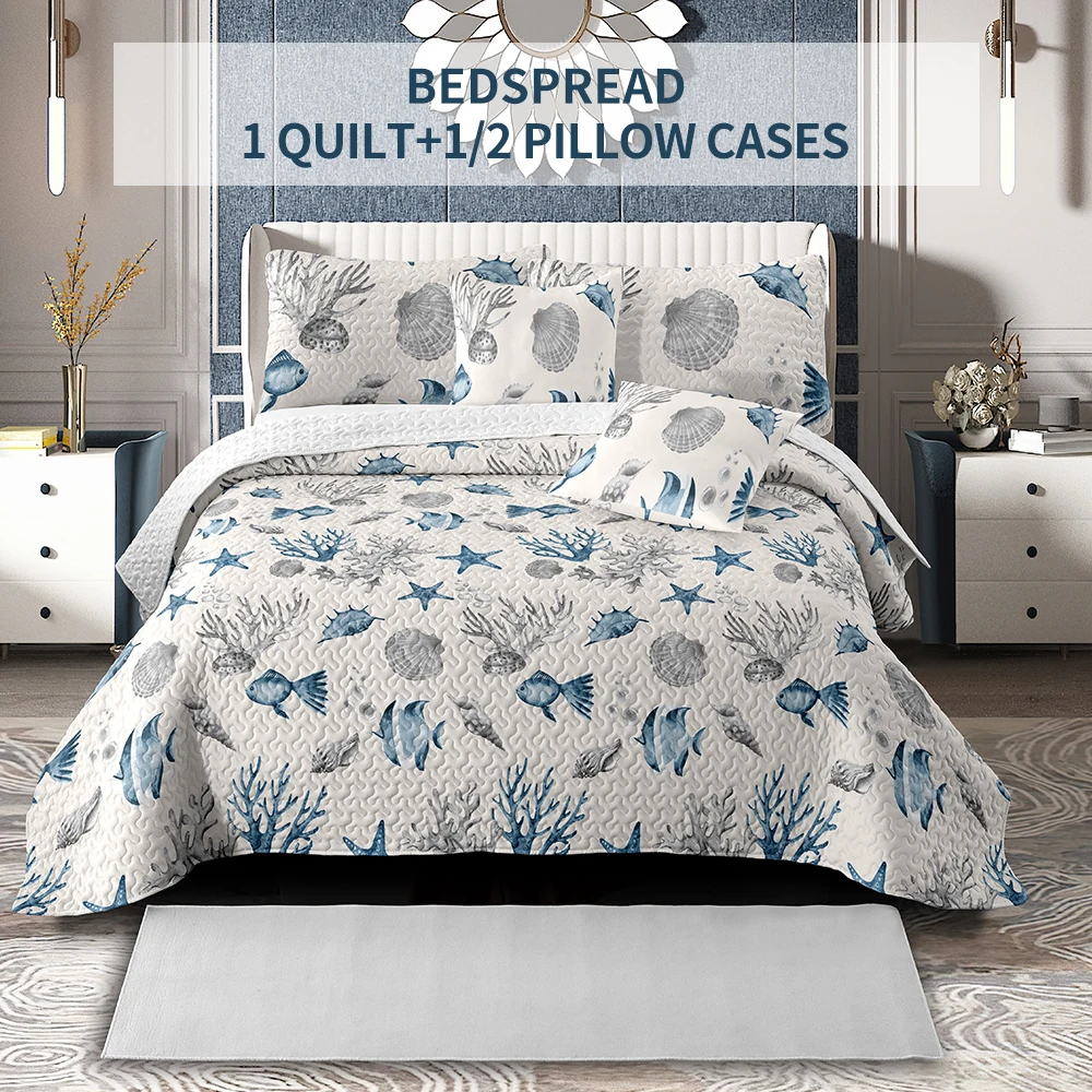 Bed Cover Set Queen Size, universal for 4 Seasons (1 Bed Cover, 1-2 Pillowcases), Suitable for Bedroom, Guest Room, Hotel, Etc.