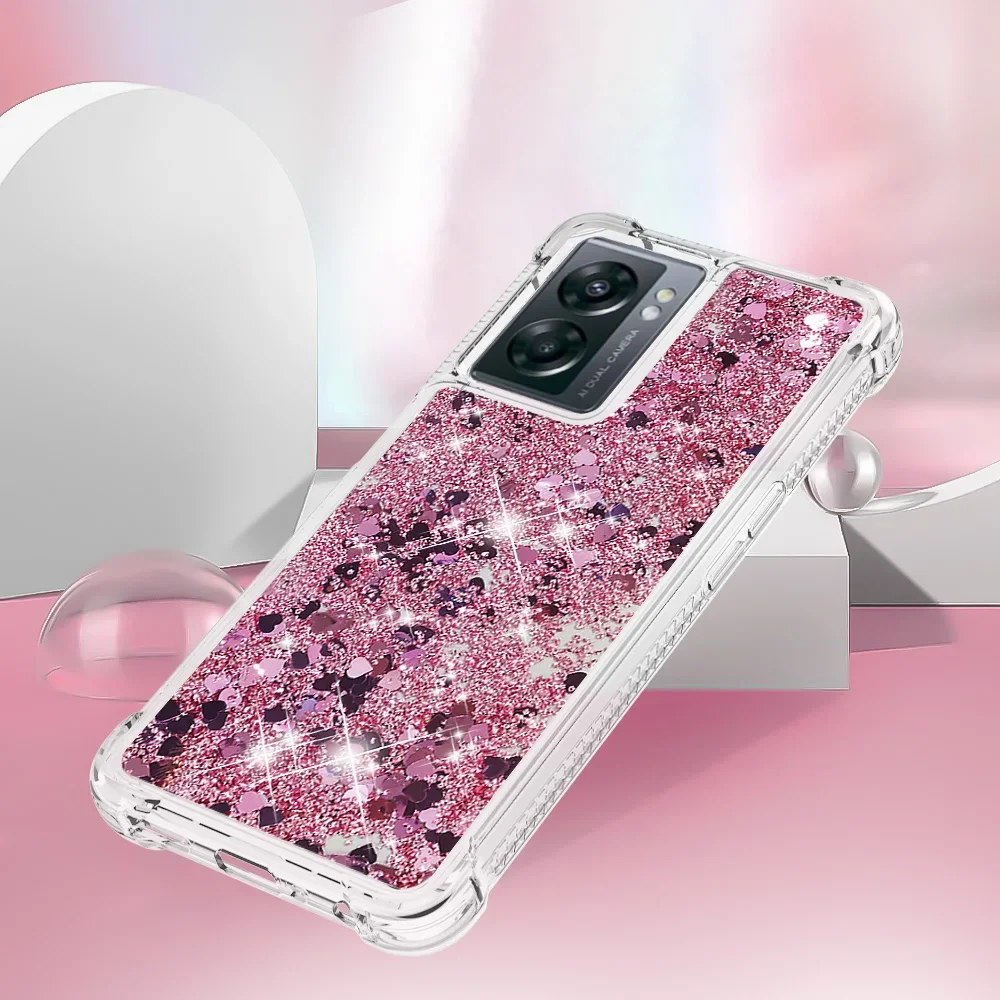 Glitter Case for Funda OPPO A57 4G 2022 A57S A77 Realme Narzo 50 5G Cases Clear Bright Dynamic Liquid Quicksand Soft Phone Cover