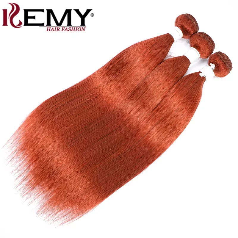 Straight Hair Bundles With Closure Ginger Orange Color 100% Human Hair Weave Bundles With Closure Brazilian Remy Hair Extension