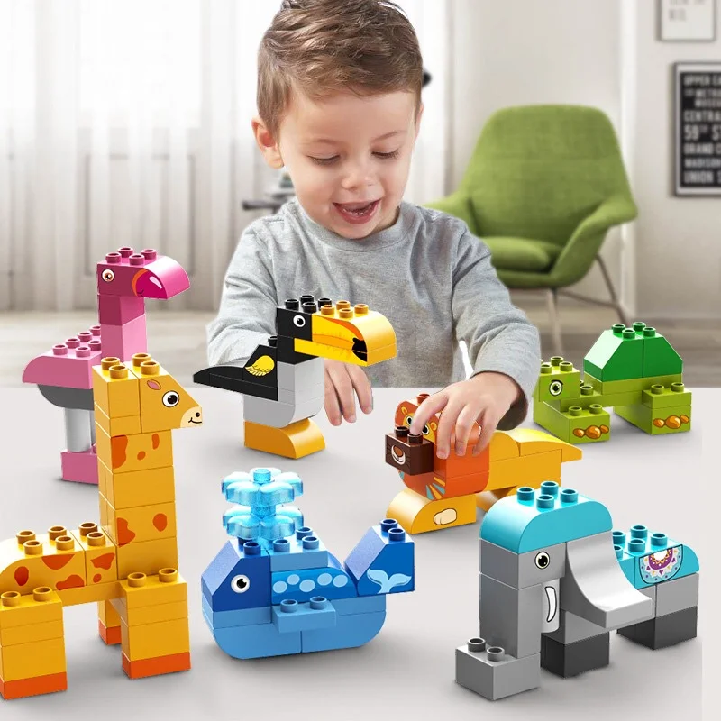Enfants 102 pièces grandes particules brique Animal coloré en vrac briques plaques de base bricolage blocs de construction bloc jouets pour enfants cadeau